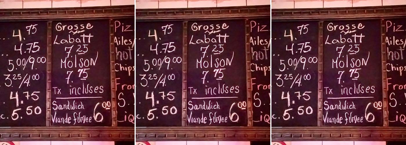 Brasserie Lionel Inc Menu