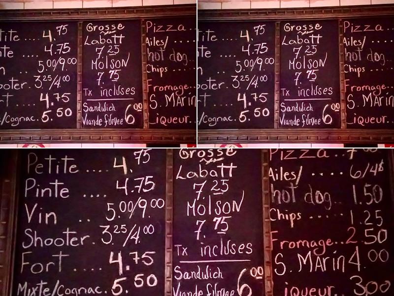 Brasserie Lionel Inc Menu