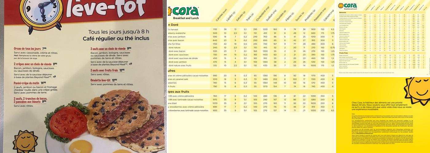 Cora Déjeuners Charlesbourg Menu