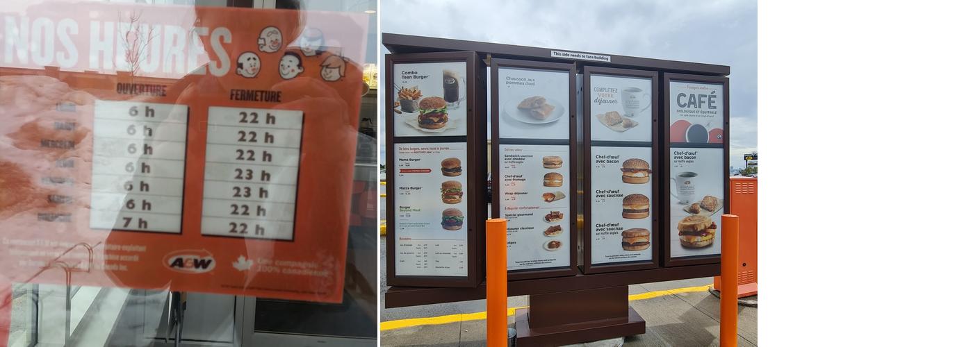A&W Canada Menu