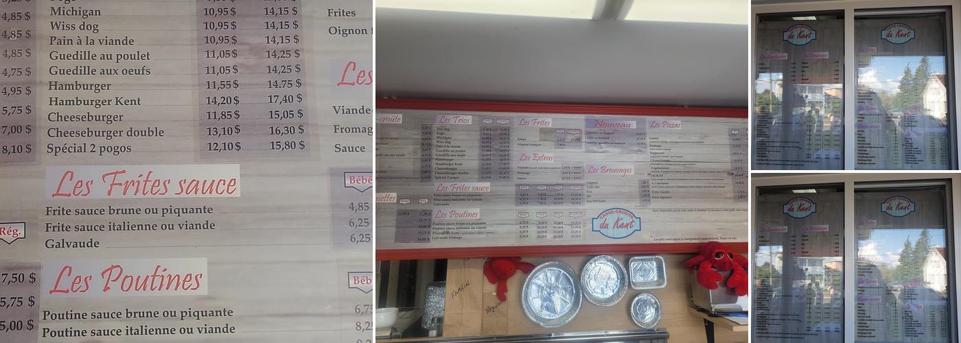 Casse-Croûte du Kent Menu