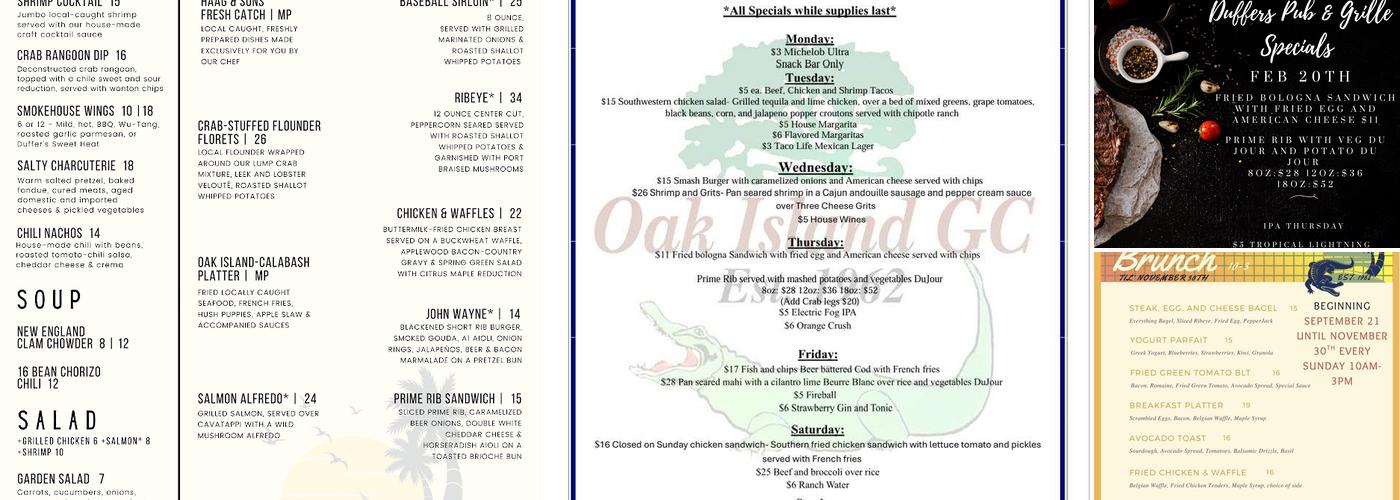 Duffer's Pub & Grille Menu