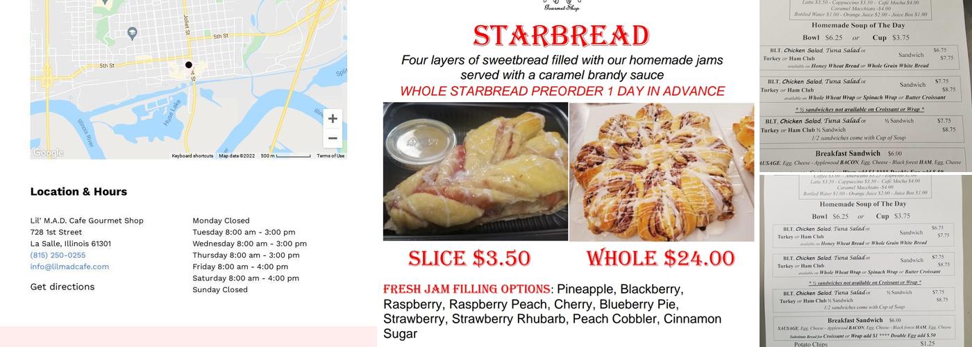 Lil' MAD Cafe Gourmet Shop Menu