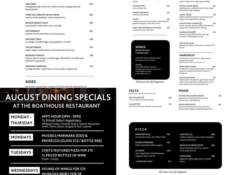 The Boathouse Restaurant Menu
