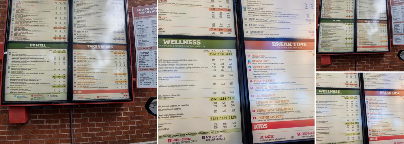 Smoothie King Menu