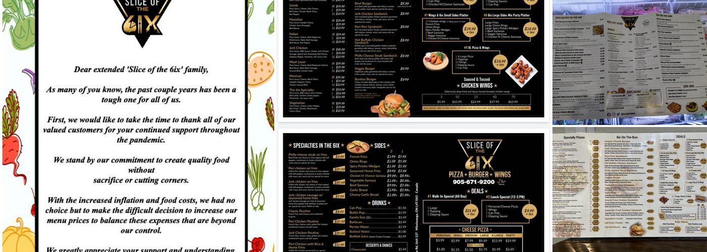 Slice of the 6ix Menu