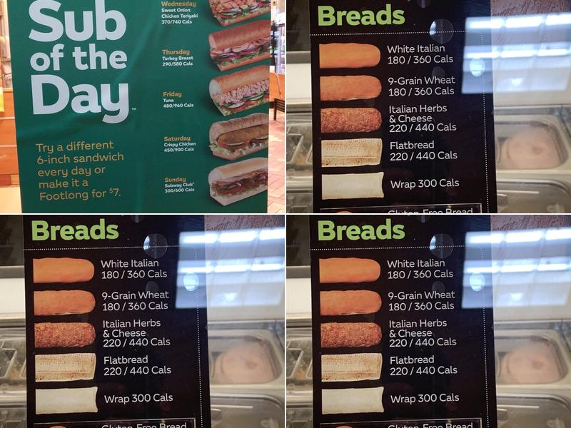 Subway Menu