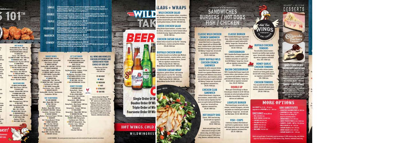 Wild Wing Menu