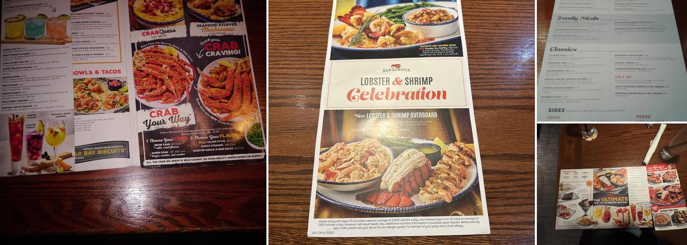 Red Lobster Menu