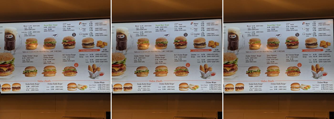 A&W Canada Menu
