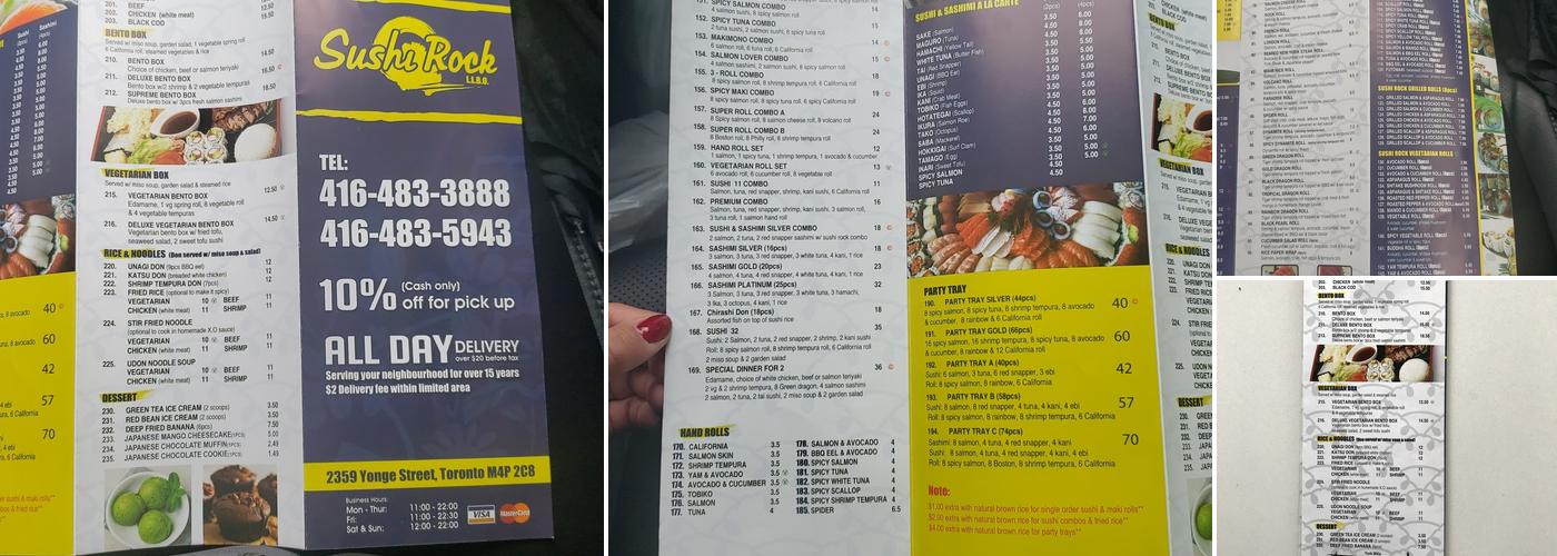 Sushi Rock Menu