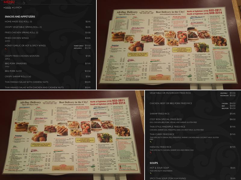 C'est Bon Restaurant Menu