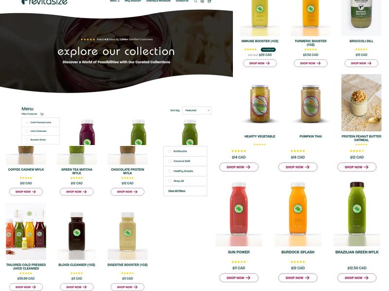 Revitasize - Certified Natural Kitchen Menu