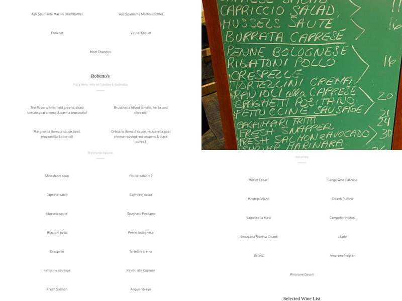 Roberto's Menu