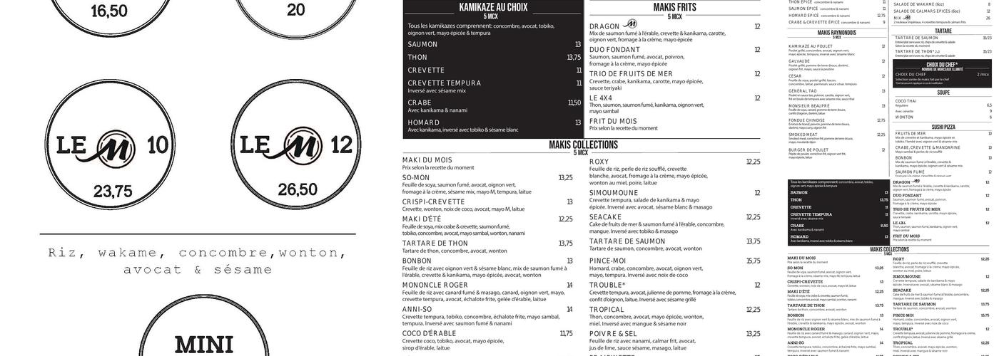 Sushi M & Cie Menu
