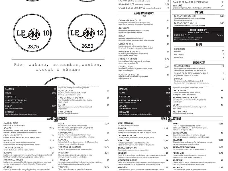 Sushi M & Cie Menu