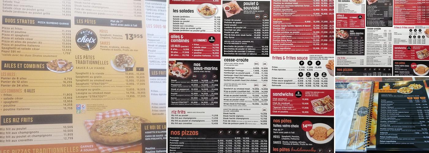 Stratos Pizzeria Menu