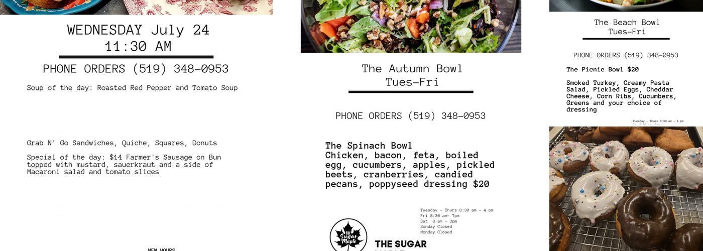 Sugar Maple RESTAURANT Menu