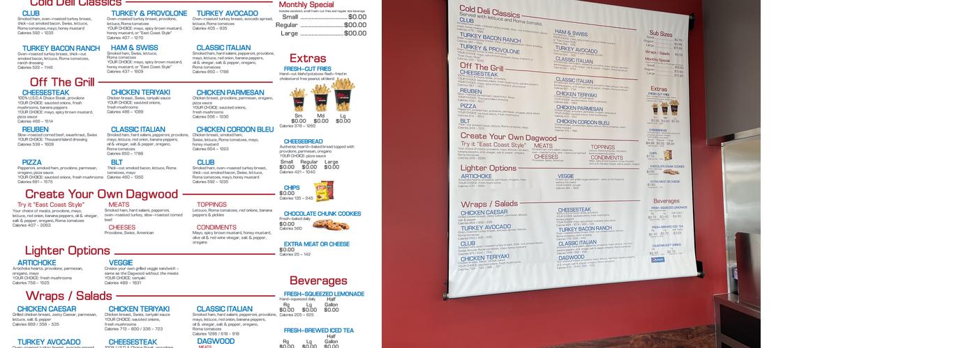 Penn Station East Coast Subs Menu