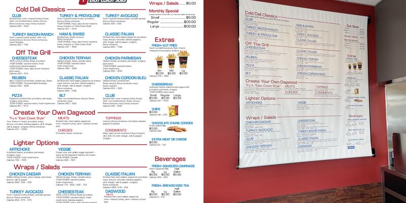 Penn Station East Coast Subs Menu