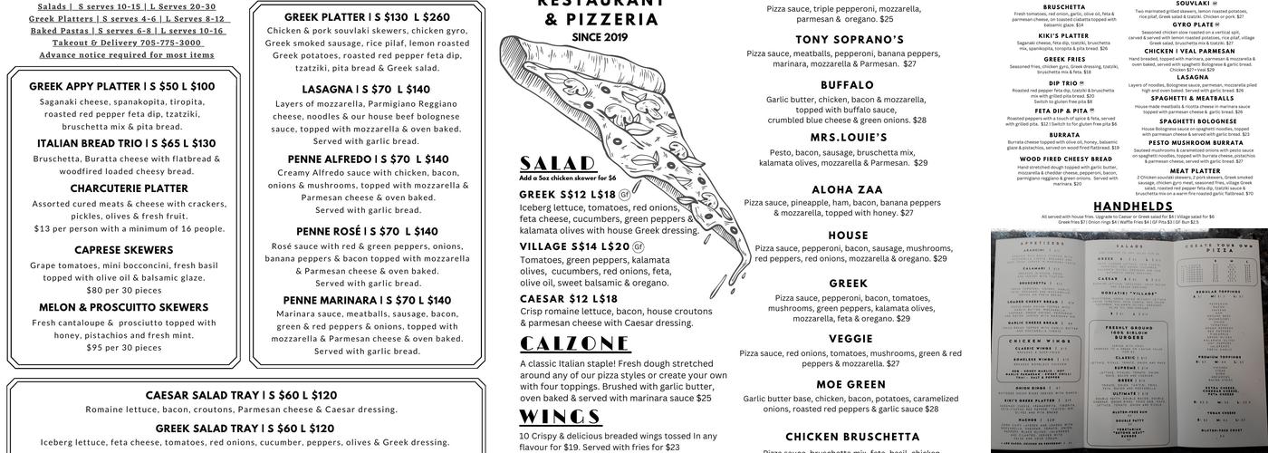 Taso's Restaurant and Pizzeria Menu