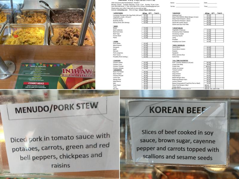 Inihaw Filipino Barbecue Menu