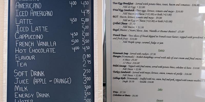 Roksy’s Cafe Menu