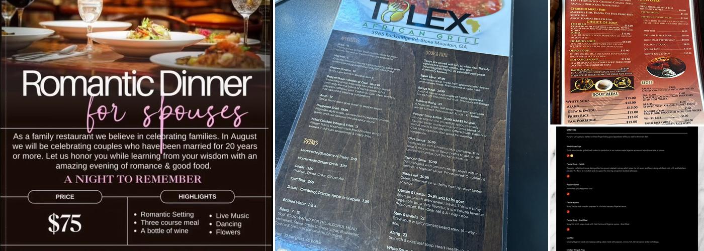 Tolex African Grill Menu