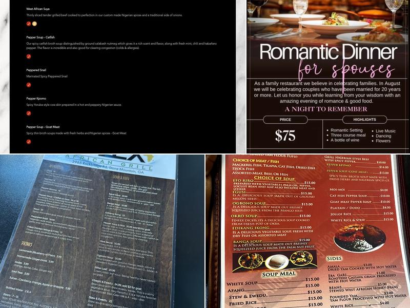 Tolex African Grill Menu