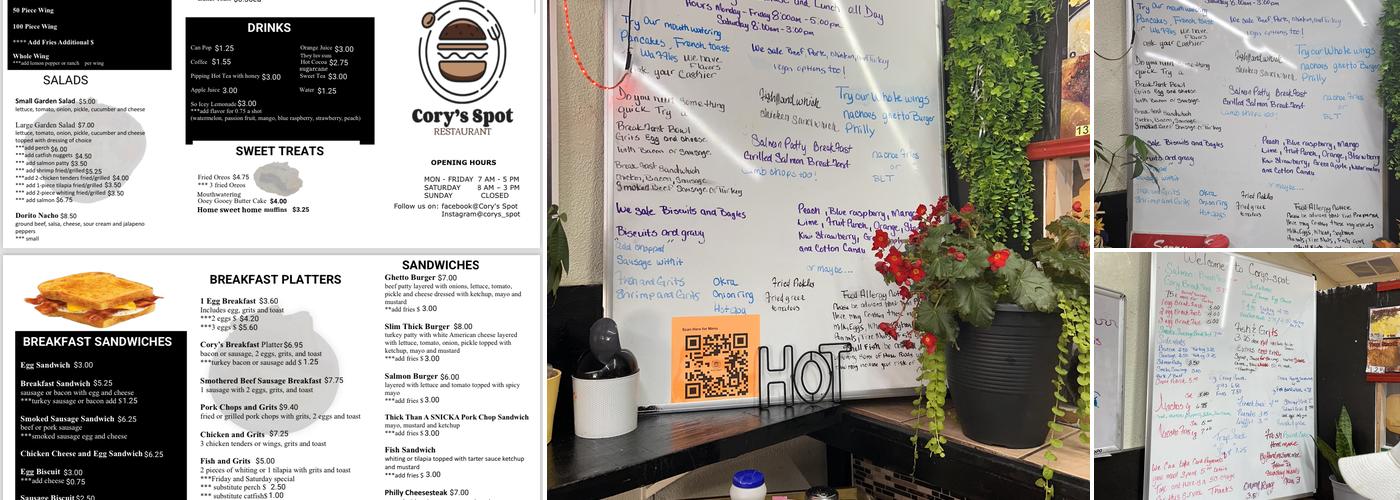 Cory’s spot Menu