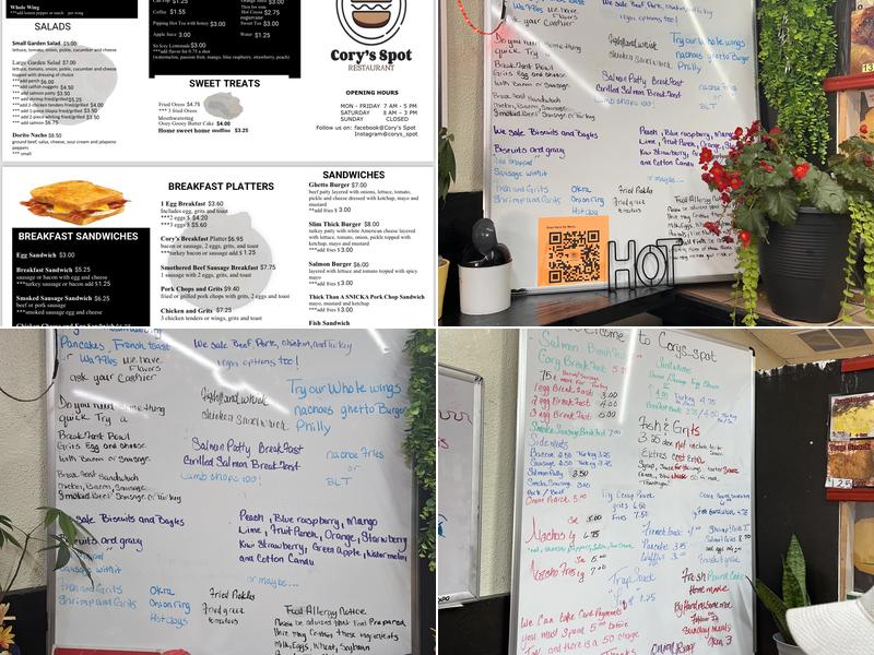 Cory’s spot Menu