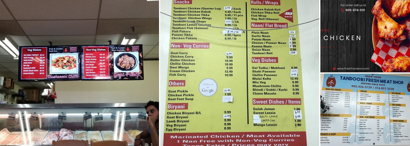 Tandoori Fresh Meat Menu