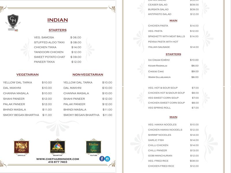 Culinary Stars By Chef Harminder Menu