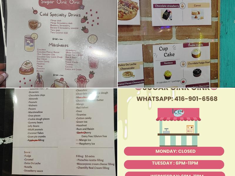 Sugar Oink Oink Menu