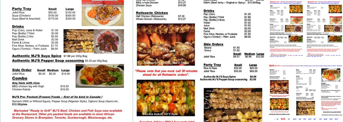 Mj's Bbq & Suya Menu