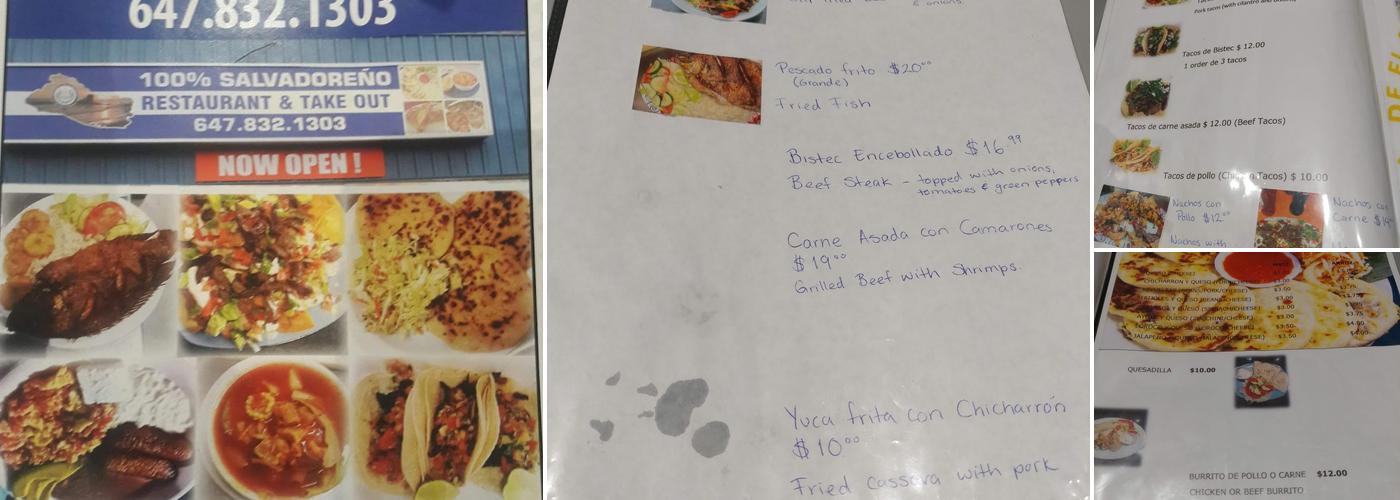 100% SALVADOREÑO Restaurant & Take out Menu