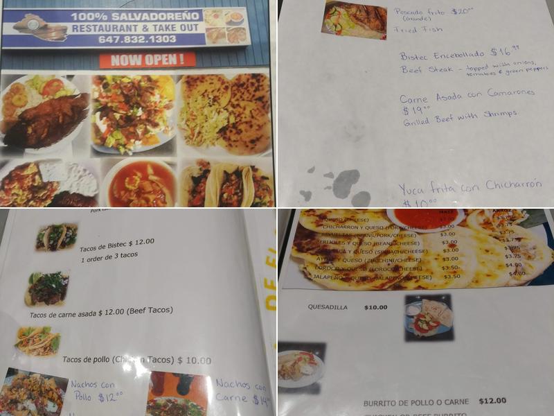 100% SALVADOREÑO Restaurant & Take out Menu