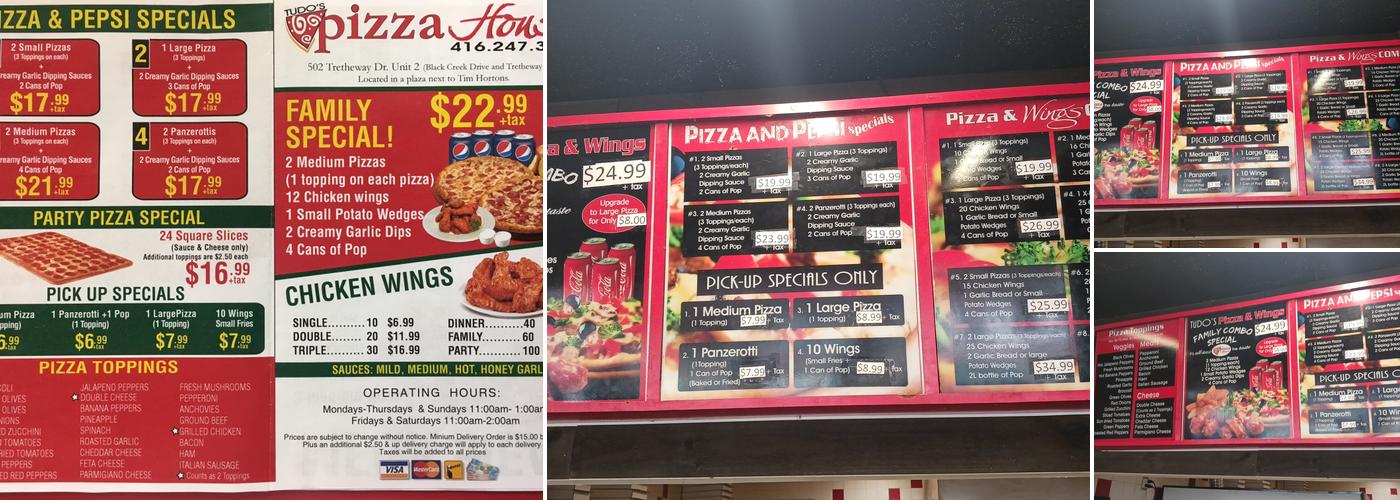 tudo’s Pizza House Menu