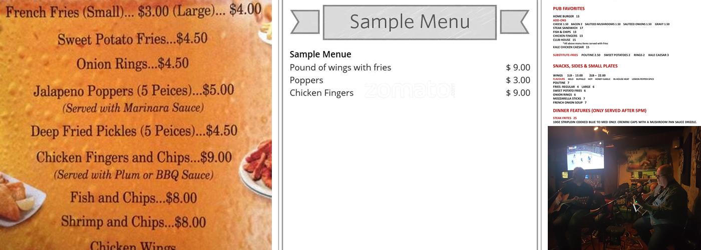 The Irish Rose Pub Menu