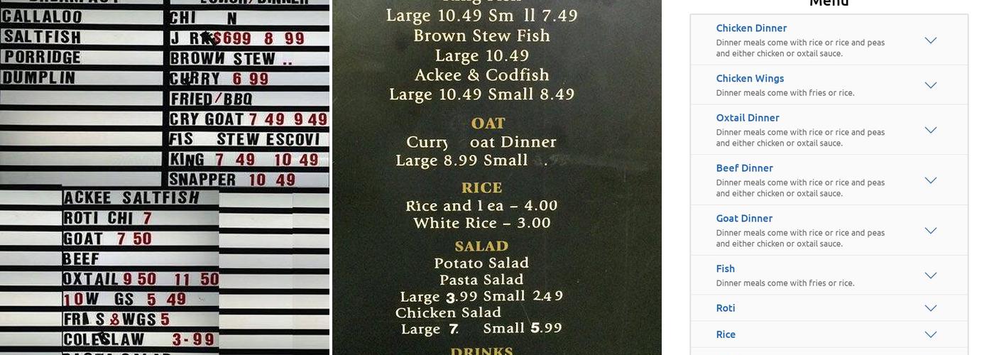 First Class Delites Menu
