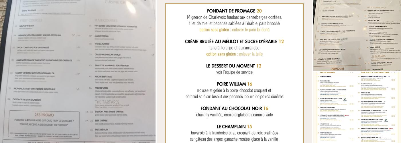 47e Parallèle Menu