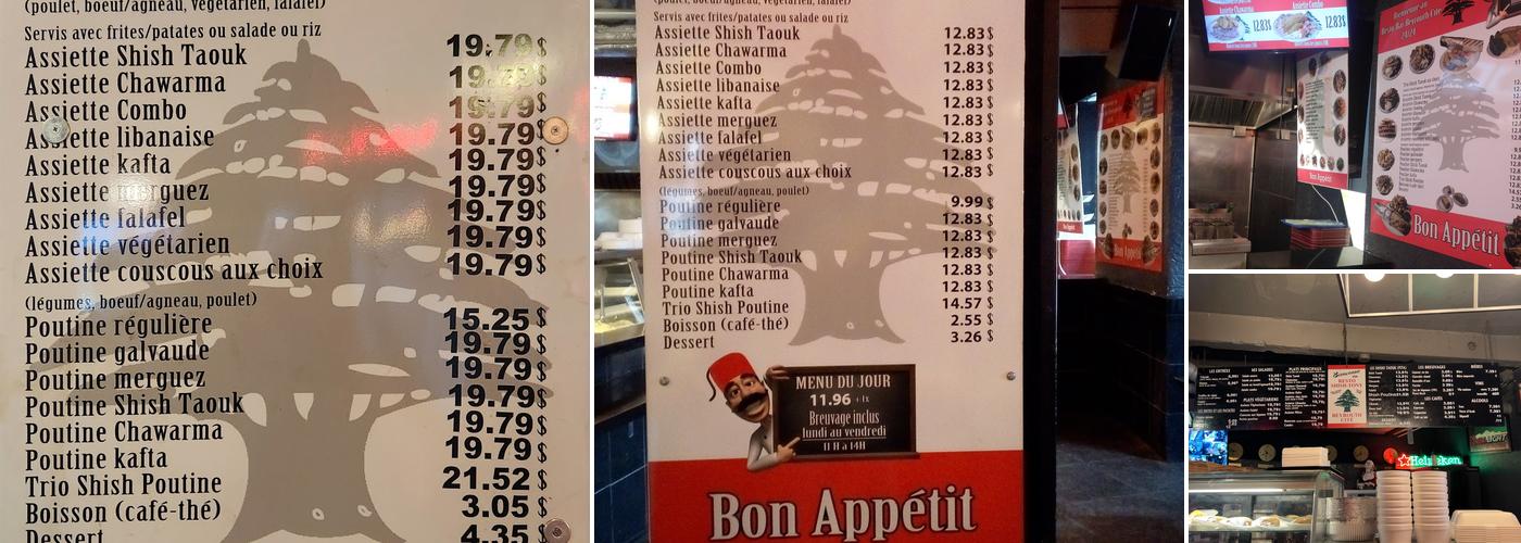 Beyrouth Cité Menu