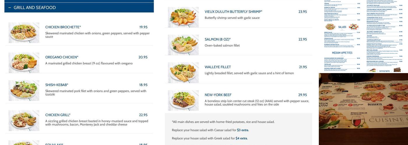 Au Vieux Duluth Lévis Menu
