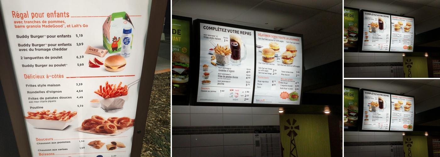 A&W Canada Menu