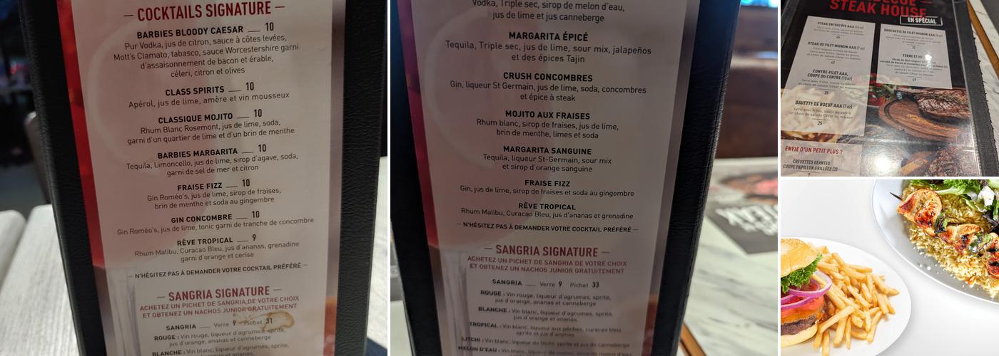 Barbies Resto Bar Grill - Lévis Menu