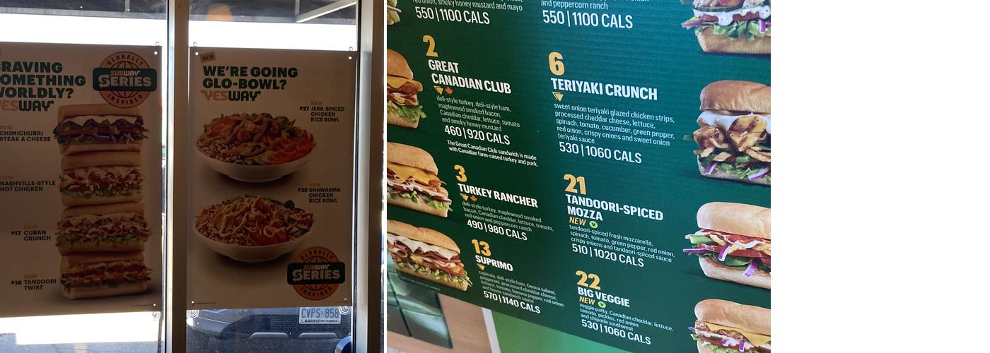 Subway Menu
