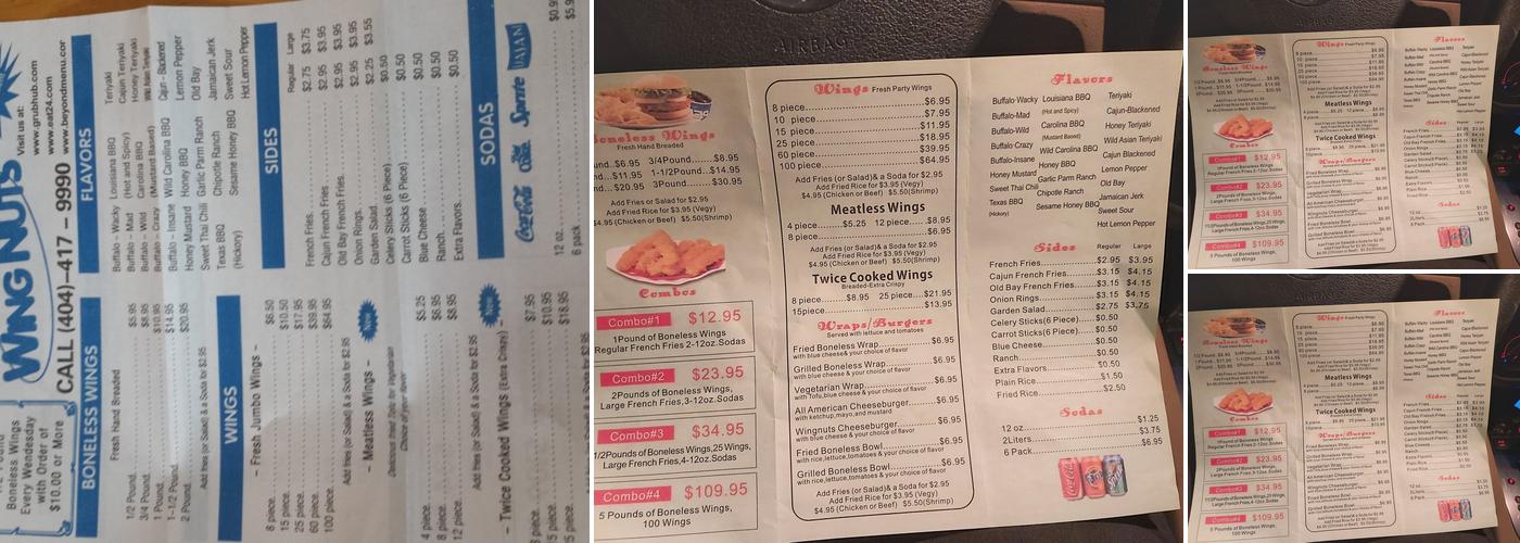 Wingnuts & Chopsticks Menu