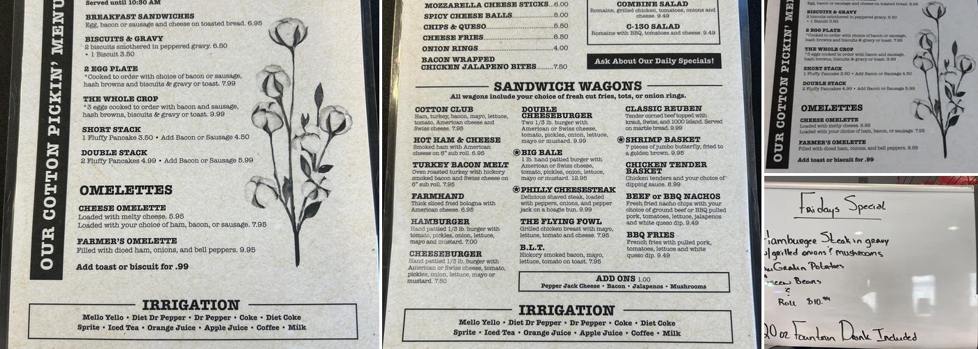The Old Gin Menu