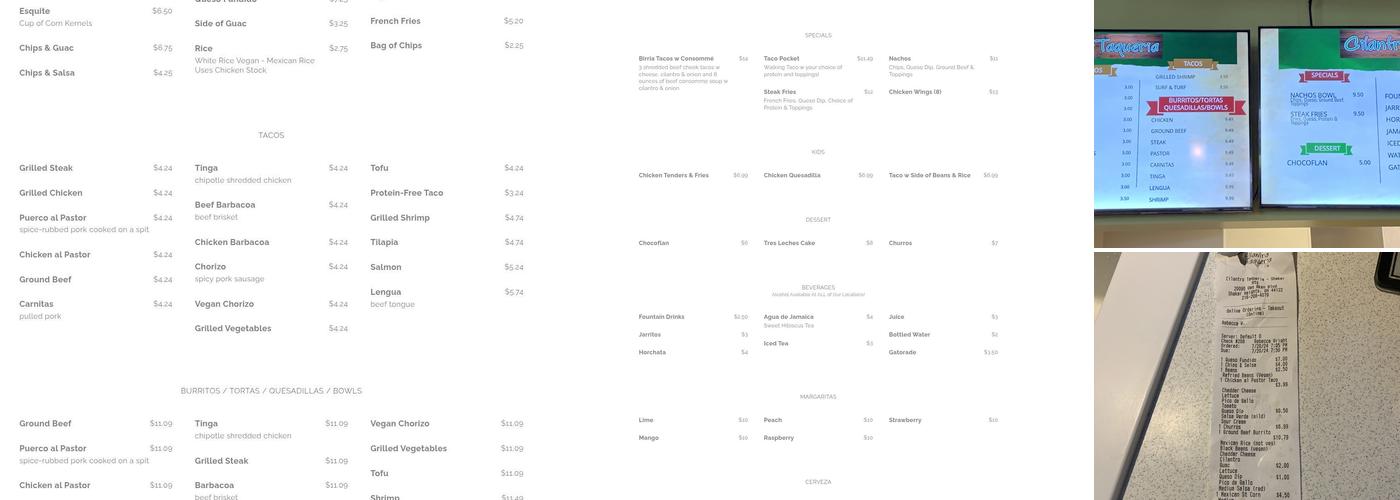 Cilantro Taqueria Menu