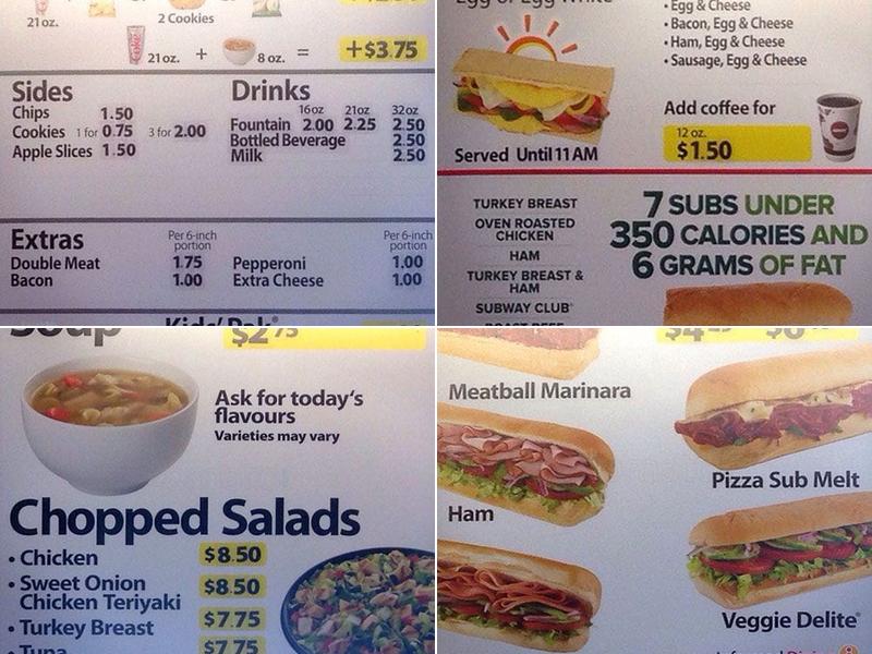 Subway Menu